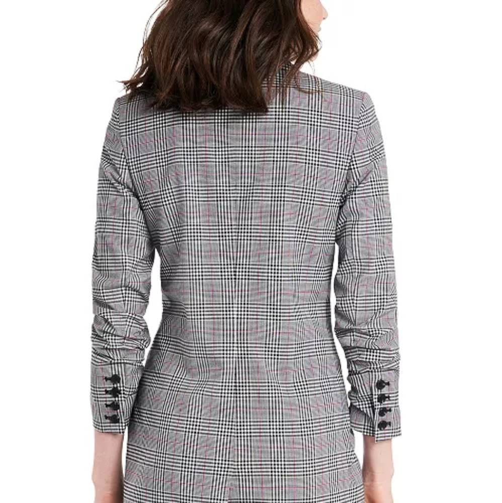 1. State Plaid Long Blazer gray
